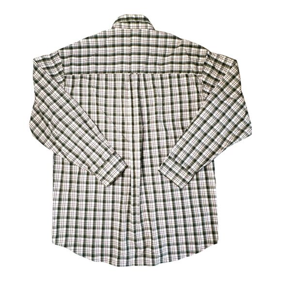 VTG Chaps Ralph Lauren Plaid Button Down Shirt Men's Large Tan Green Cream Brown - Picture 11 of 11